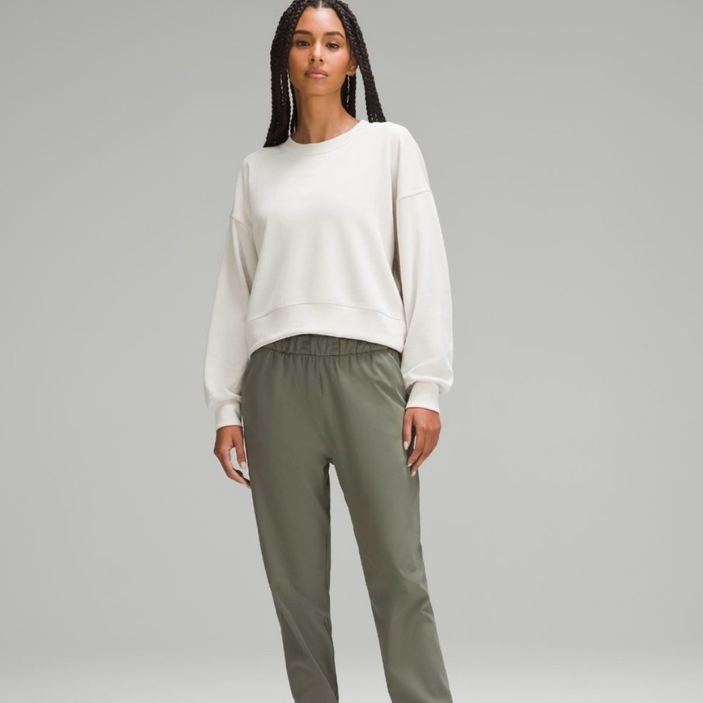 Lululemon Perfectly Oversized Ribbed Cropped Crew Light Gray - Size 6